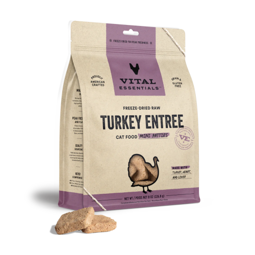 Vital Essentials 8oz [[ 火雞餅 ]] Freeze-Dried Raw TURKEY Entree Mini PATTIES 凍乾迷你肉餅貓主糧 火雞餅 {原裝行貨} 691111(EXP: 7月/2027)
